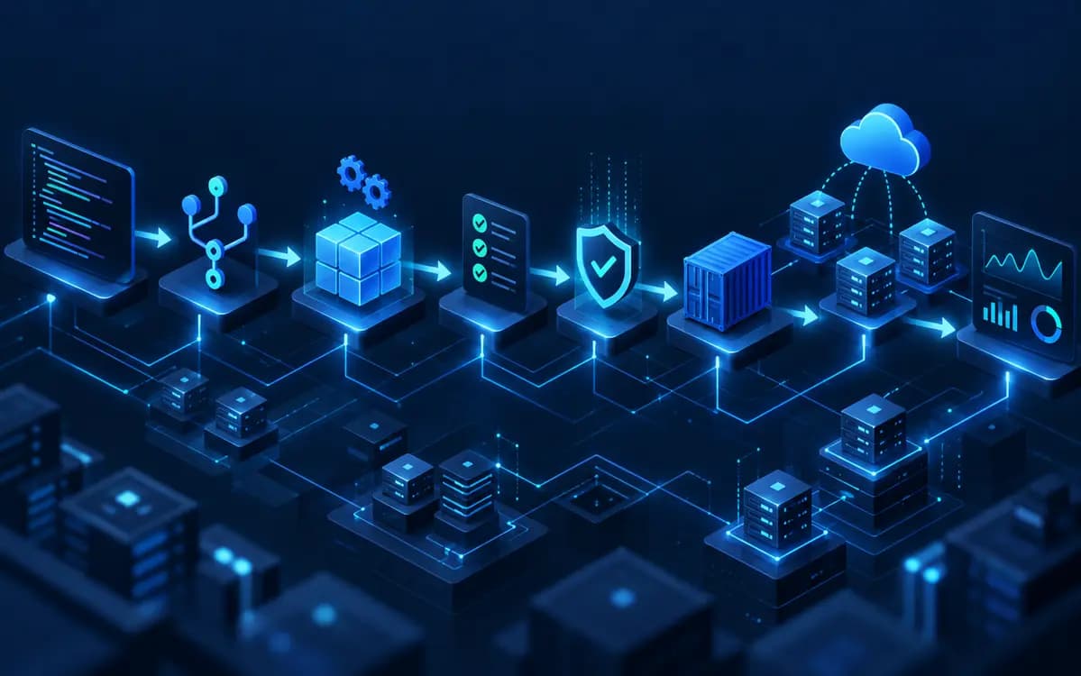 Abstract VexEagle cloud engineering artwork for How to Build a Production-Ready CI/CD Pipeline